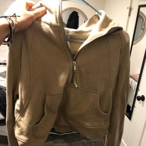 Tan lulu scuba cropped hoodie
